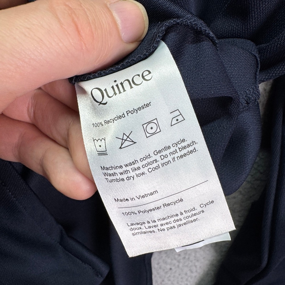 Quince Shirt Mens M Navy Blue Commuter Stretch Pique Long Sleeve Button Preppy - Picture 5 of 10